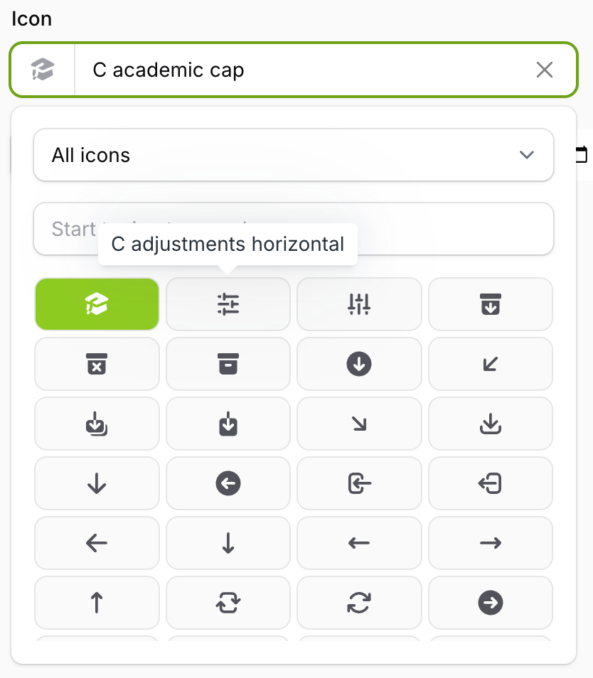 Icons view