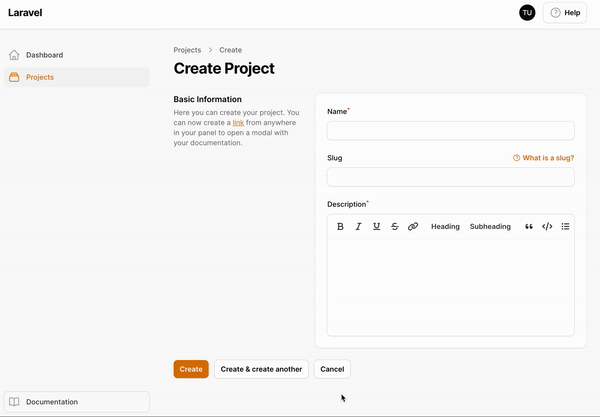 Modal links example