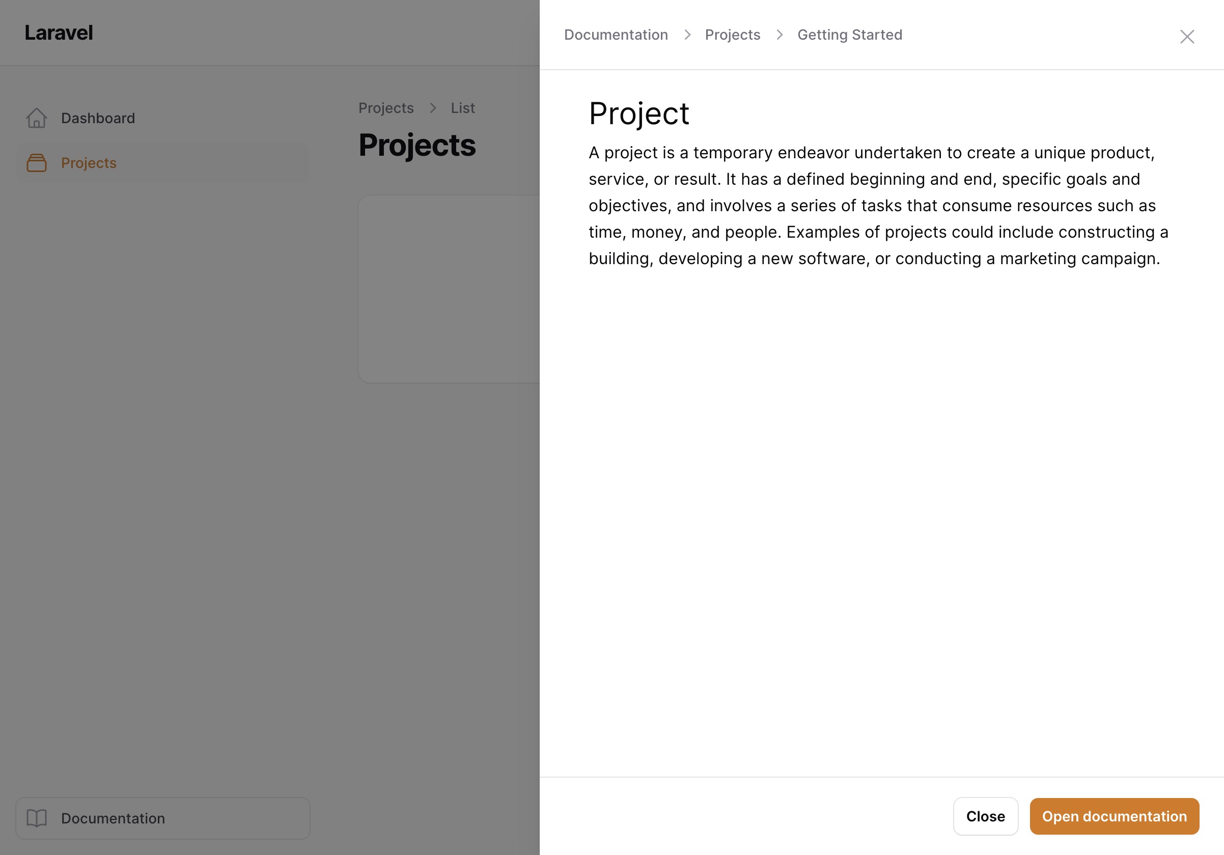 Slide over example