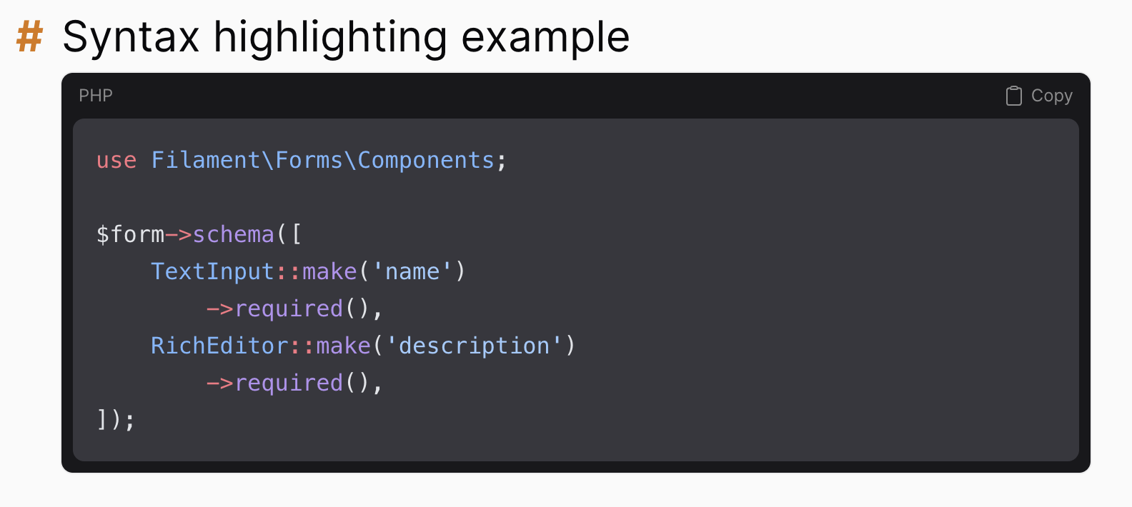 Syntax highlighting example