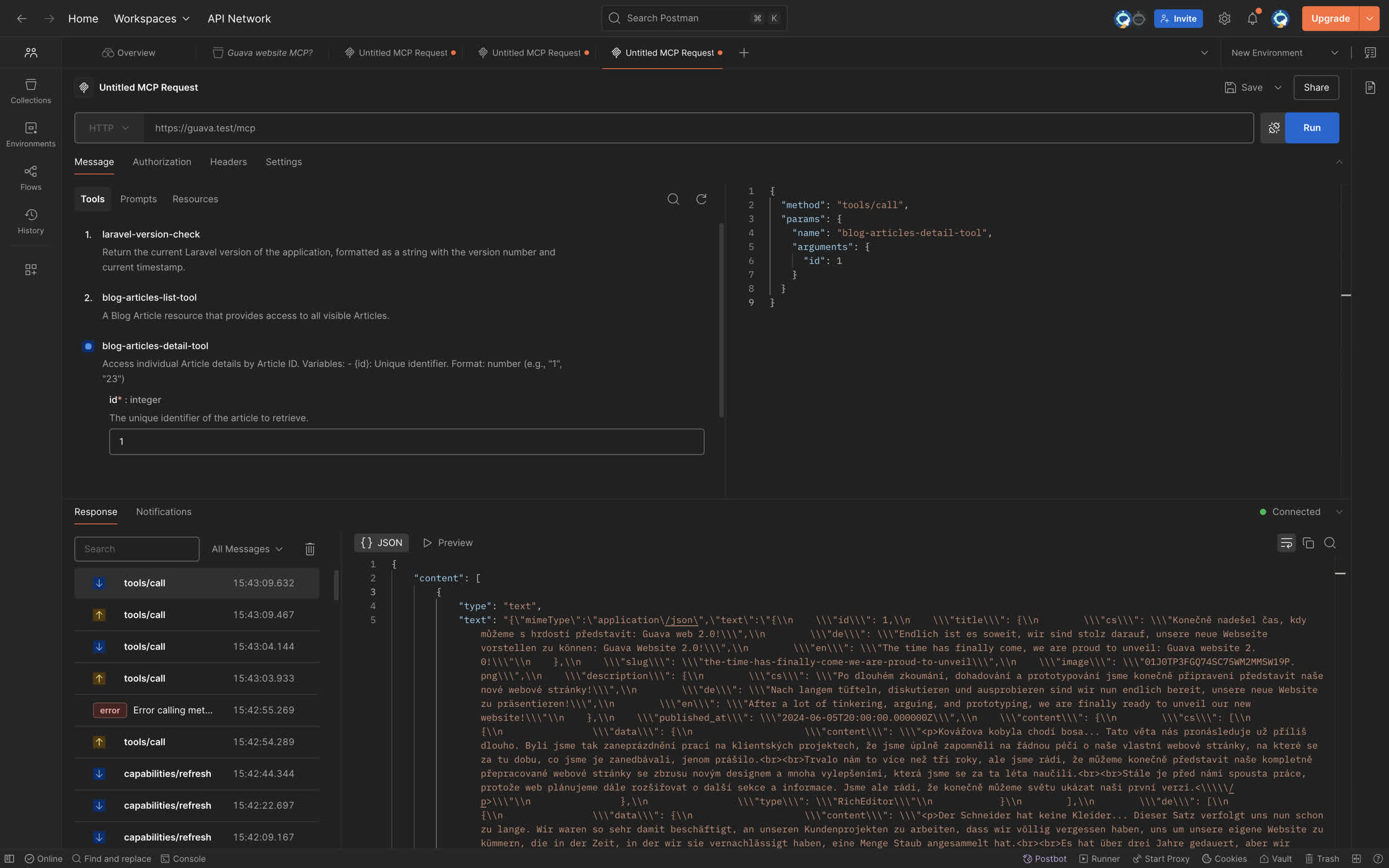 Postman: For validation of MCP endpoints