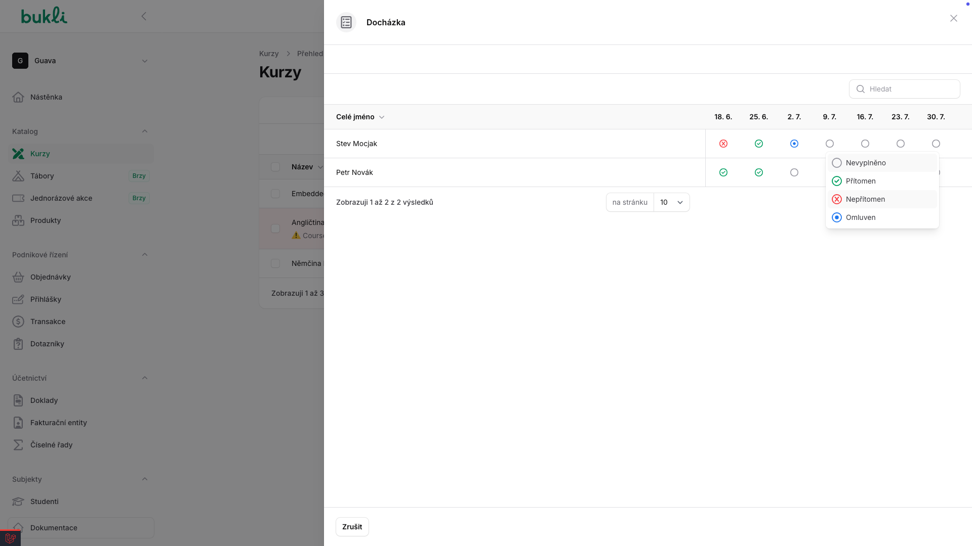 Screenshot aplikace Bukli